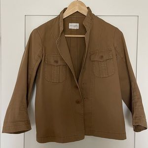 Club Monaco Double Pocket Cropped Cotton Brown Utility Jacket
